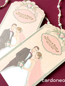 การ์ดแต่งงานน่ารักลายการ์ดตูนบ่าวสาว