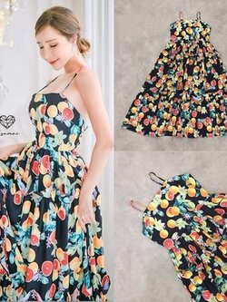 เดรสสายเดี่ยวตัวยาวลายส้มสีสันสดใส เหมาะกับsummerนี้