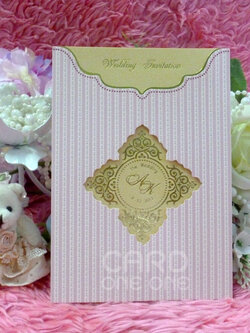 การ์ดแต่งงาน การ์ดเรียบหรู คลาสิค แนวตั้ง แบบสอด