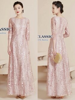 เดรสแฟชั่น เดรสออกงานปักเลื่อม ใช้ผ้าซีทรูเนื้อดีปักบวดลายเลขาคณิต ปักประดับด้วยเลื่อมสีใส