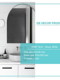 STRIPE TILES : Ceramic Glossy white (ติดตาข่าย)