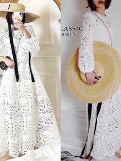 เดรสแฟชั่น เดรสลูกไม้ปักฉลุ ใช้ผ้าสั่งทำขึ้นลายเฉพาะ ผ้าหนาพิเศษ มีน้ำหนัก ขึ้นลายปักชัด