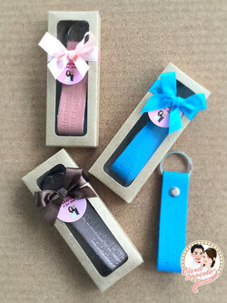 ของชำร่วยพวงกุญแจหนังปั๊ม thank you