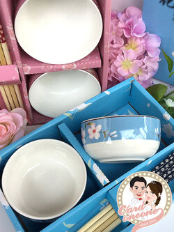 ของรับไหว้งานแต่ง ชุดตะเกียบถ้วยจีน ลายซากุระ