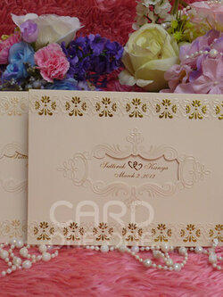 การ์ดแต่งงาน การ์ดเรียบหรู คลาสิค แนวนอน 3 พับ