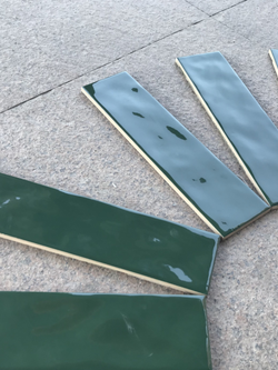 3"x12" Subway Ceramic Glossy Dark Green (Wave) / ตรม.