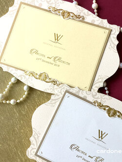 การ์ดแต่งงานวินเทจสวยหวาน กระดาษมุก