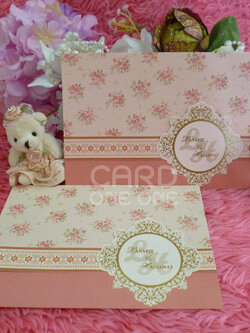 การ์ดแต่งงาน วินเทจ หวานๆ แนวนอน 3 พับ