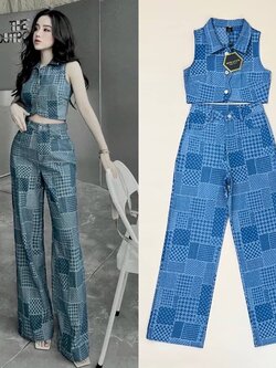 ชุดเซทแฟชั่น Set jeans 2 ชิ้น ยีนส์แต่งลายในตัวสวยเก๋มาก ยีนส์เนื้อนิ่มไม่หนักมากใส่สบาย สีอ่อน/เข้ม