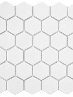Hexagon 2" (โมเสคลายรังผึ้ง 2นิ้ว) : Matte White (สีขาว / ด้าน) / แผ่น
