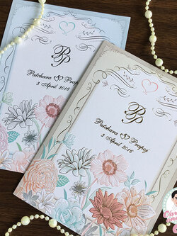 การ์ดแต่งงานวินเทจลายดอกไม้