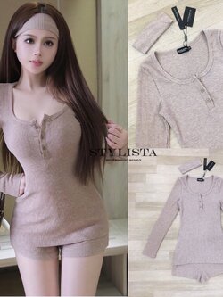 ชุดเซทแฟชั่น เซตเสื้อแขนยาว+กางเกงขาสั้นผ้าริบ สีนู้ดคาราเมลสุดละมุน