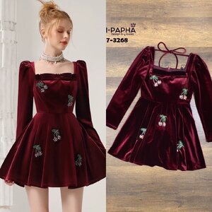 เดรสแฟชั่น มินิเดรสเนื้อผ้าสไตล์กำมะหยี่เนื้อดี นุ่มมากคะ สีสันสวยสดใส