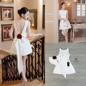 เดรสแฟชั่น เดรสขาวสุดหรู เรียบแต่ไม่ธรรมดา ดีไซน์เว้าหลังโชว์ผิวสวยอย่างมีเสน่ห์