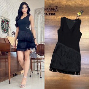 เดรสแฟชั่น เดรสสีดำ ทรงพอดีตัว เนื้อผ้าหนานิ่มอย่างดี มีฟองน้ำจัดให้ทรงสวย