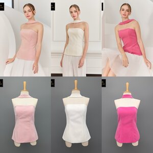 เสื้อแฟชั่น เสื้อเกาะอกทรงเข้ารูป มีสายคล้องคอด้านหลัง