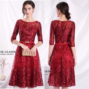 เดรสแฟชั่น เดรสปักเลื่อม + เข็มขัดเพชร ใช้ผ้าเนื้อดีปักลวดลายทั้งตัว พร้อมเข็มขัดเพชร