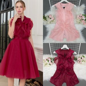 เสื้อแฟชั่น เสื้อคอกลมแขนกุด ติดกระดุมผ่าหน้า