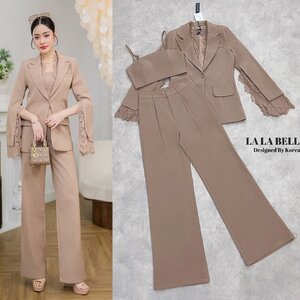 ชุดเซทแฟชั่น เซต 3 ชิ้นผ้าสูทอัดกาวอย่างดีผ้าดีทรงสวย เสื้อครอปสายเดี่ยว เสื้อสูทคอปกแขนยาว เกงขายาว