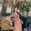 เดรสแฟชั่น Mocha Blossom Dress – เดรสชีฟองผูกอก สีมอคค่านุ่มละมุน