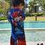 ( Swimsuit for Boy ) ชุดว่ายน้ำเด็กผู้ชาย Superman สีน้ำเงิน บอดี้สูท เสื้อแขนสั้นกางเกงขาสั้นสกรีนลาย ซุปเปอร์แมน มาพร้อมหมวกว่ายน้ำและถุงผ้า สุดเท่ห์ ใส่สบาย ลิขสิทธิ์แท้