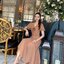 เดรสแฟชั่น Mocha Blossom Dress – เดรสชีฟองผูกอก สีมอคค่านุ่มละมุน