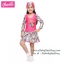 ( สำหรับเด็กอายุ 6เดือน-14 ปี ) Swimsuit for Girls ชุดว่ายน้ำ เด็กผู้หญิง Barbie สีชมพู-ขาว บอดี้สูทเสื้อแขนยาว กระโปรง มาพร้อมหมวกว่ายน้ำ สุดน่ารัก ใส่สบาย ลิขสิทธิ์แท้