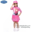 ( สำหรับเด็กอายุ 6เดือน-14 ปี ) Swimsuit for Girls ชุดว่ายน้ำ เด็กผู้หญิง Disney Frozen บอดี้สูทเสื้อแขนยาว กระโปรงกางเกงขาสั้น สีชมพู สกรีนลาย เจ้าหญิง อันนา เอลซ่า มาพร้อมหมวกว่ายน้ำและถุงผ้า สุดน่ารัก ใส่สบาย ดิสนีย์แท้ ลิขสิทธิ์แท้