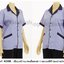 รหัส C10 : เสื้อแม่บ้านแขนสั้นคอฮาวายสีฟ้าอมม่วงปกน้ำตาล