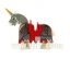 ม้า+Red Horse Barding, Ruffled Edge with Gold Lions