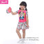 ( For Kids ) Swimsuit for Girls Barbie สีชมพู-ขาว บอดี้สูทเสื้อแขนสั้น กระโปรง ลายบาร์บี้ มาพร้อมหมวกว่ายน้ำ สุดน่ารัก ใส่สบาย ลิขสิทธิ์แท้