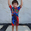 ( Swimsuit for Boy ) ชุดว่ายน้ำเด็กผู้ชาย Superman สีน้ำเงิน บอดี้สูท เสื้อแขนสั้นกางเกงขาสั้นสกรีนลาย ซุปเปอร์แมน มาพร้อมหมวกว่ายน้ำและถุงผ้า สุดเท่ห์ ใส่สบาย ลิขสิทธิ์แท้