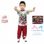ฮ ( 4-6-8 ปี ) เสื้อแขนสั้นสีขาว สกรีนลายThe Avengers กางเกงขายาวสีแดงเลือดหมูสุดเท่ห์ ลิขสิทธิ์แท้