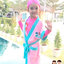 ฮ ( For Kids ) - Disney Ariel ชุดคลุมว่ายน้ำ เด็กผู้หญิง สีชมพูคาดเขียว ลายเจ้าหญิงแอเรียล สุดน่ารัก ผ้าดี ดิสนีย์แท้ ลิขสิทธิ์แท้