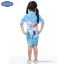 (สำหรับเด็กอายุ 6เดือน-14 ปี) Swimsuit for Girls ชุดว่ายน้ำ เด็กผู้หญิง Disney Frozen Fever ชุดบอดี้สูทซิบหน้า สีฟ้า เสื้อแขนยาวกางเกง สกรีนลาย เจ้าหญิง อันนา เอลซ่า มาพร้อมหมวกว่ายน้ำและถุงผ้า สุดน่ารัก ใส่สบาย ดิสนีย์แท้ ลิขสิทธิ์แท้